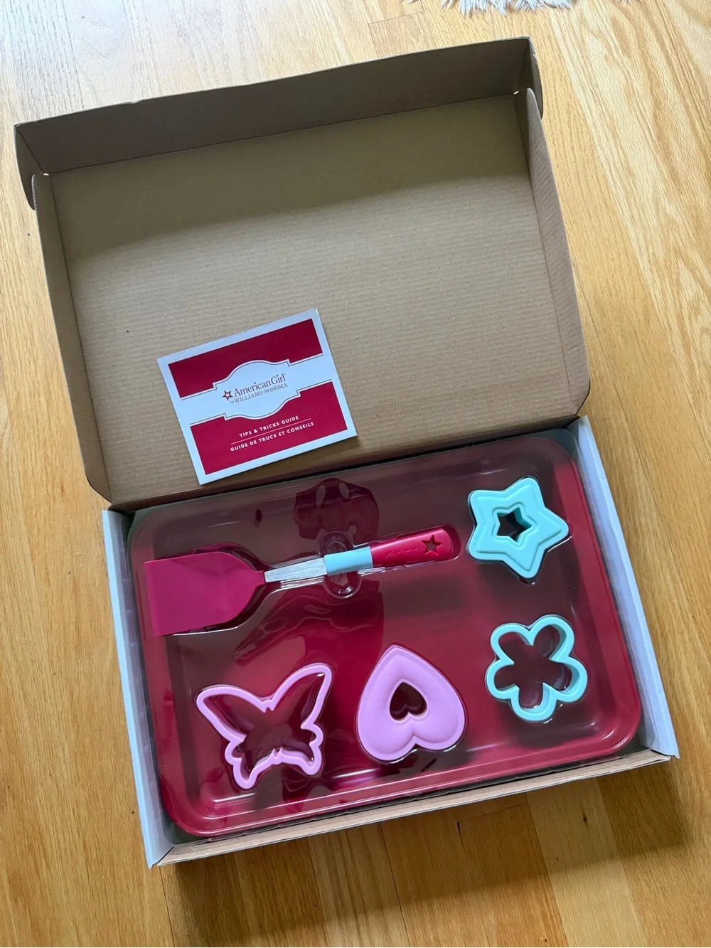 American Girl pink and teal baking play set with cookie cutters